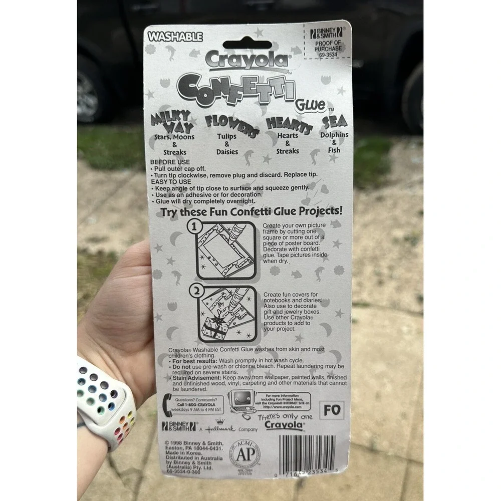 Vintage Crayola Confetti Glue‎ Pack 1998 Milky Way Hearts Flowers Sea